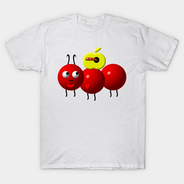 Cute Ant with an Apple T-Shirt by CuteCrittersWithHeart